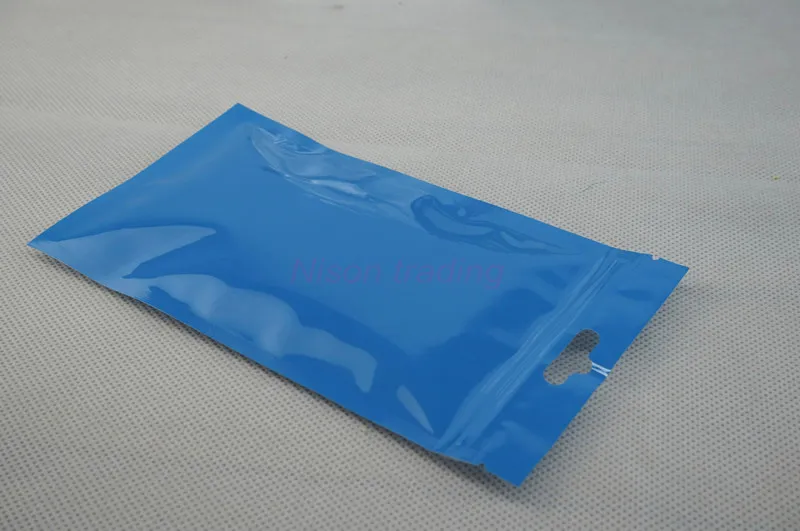 Embalagem de varejo poli bolsa, 23x35 cm / 100 pcs Frente Transparente Azul BOPP Perlized Filme Saco Ziplock - fone de ouvido / saco de embalagem de produtos eletrônicos