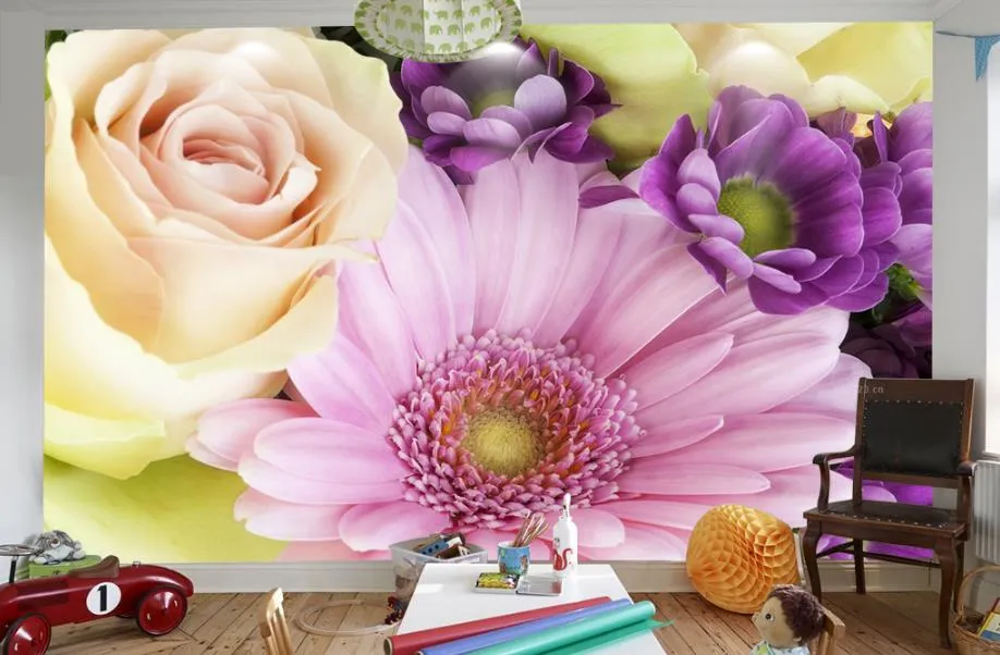 Customize 3D Wall Papers Home Decor Living Room Yellow Floral Rose