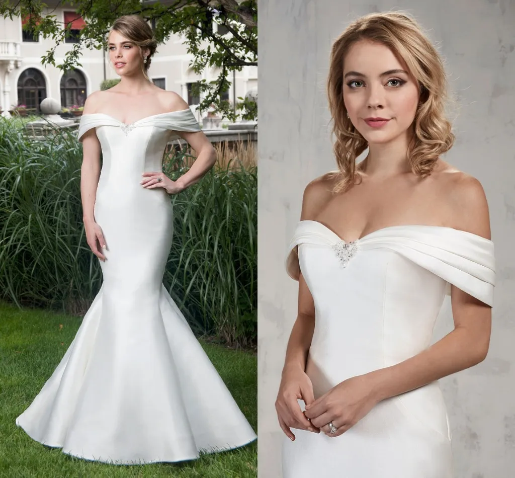 Robe de mariée sirène à épaules dénudées, boutons au dos, train de balayage, sur mesure, grande taille, Style européen, blanc, ivoire