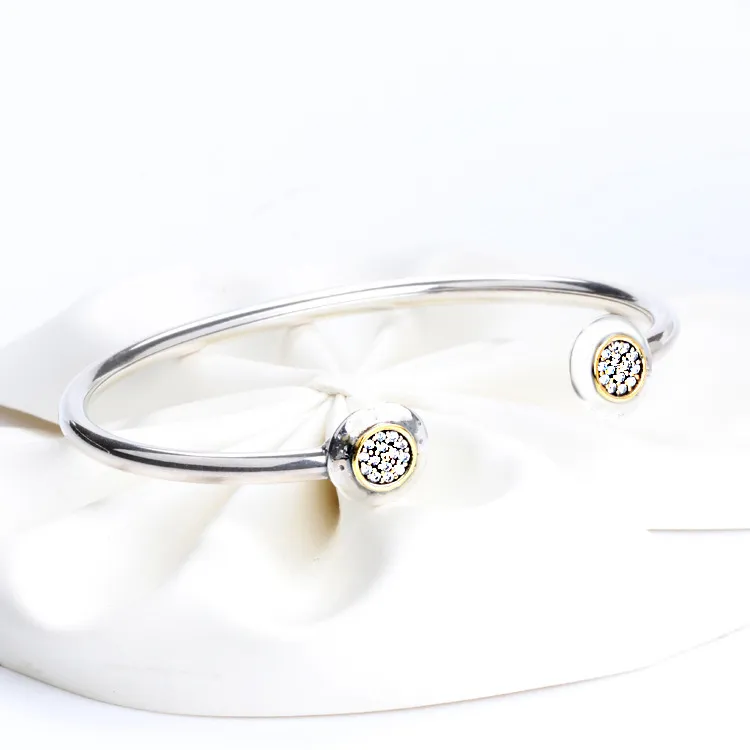 Autentico bracciale in argento sterling 925 bracciale in oro 18 carati per donna Logo del marchio fit Pandora Charm Beads Bracciale gioielli fai da te2924
