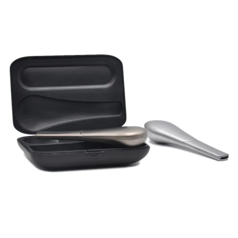 Metal destacável Tubulação de fumo com grande volume Tobacco Pot Mão Colher Pipe, envio com Tabaco Case - presente agradável