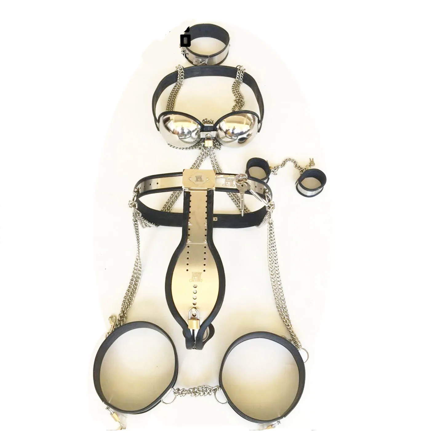 Manlig kyskhet bälte bdsm män slav krage 5st set chastity enhet fetish wear chastity bur sex leksaker j1429