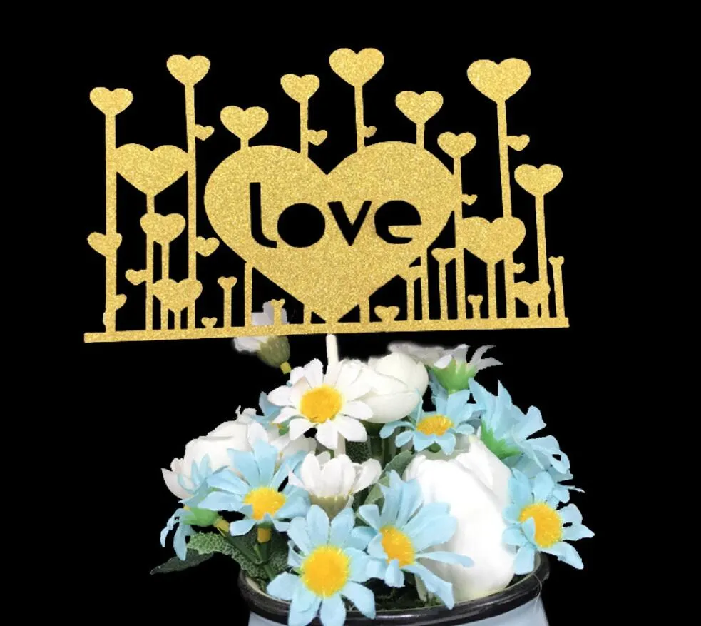 50pcs amour coeur Cupcake décoration de gâteau drapeau pour fête de mariage anniversaire bébé douche décorations fournitures