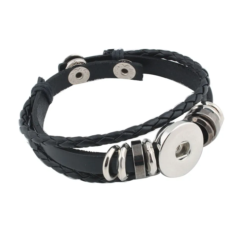 Snap Bracelets amp Bangles Newest Design Vintage Style Beads Leather Bracelet FIt 1820MM Snaps Button Jewelry9350012