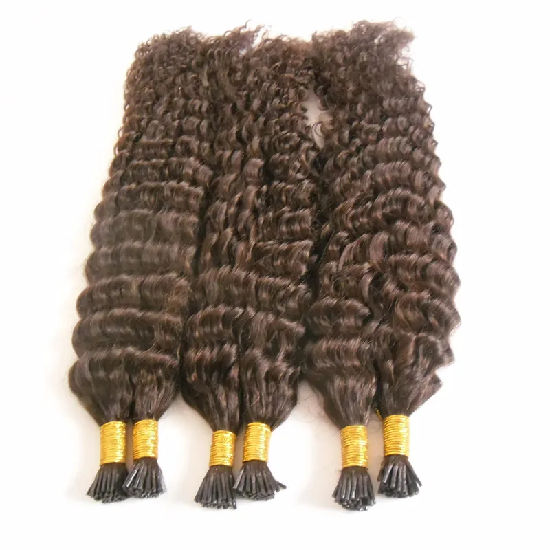 Brazilian Deep Wave keratin stick tip hair extensions 300g/strands Keratin Stick I Tip Brazilian Prebonded Human Hair Extensions