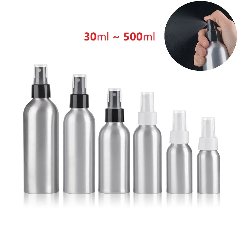 30 ml - 500 ml aluminium fina dimsprayflaskor Tom flaska som används som parfym eterisk oljevatten kosmetisk dispenser flaska