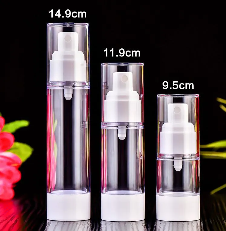 15 ml 20 ml 30 ml transparantie lege airless pomp container reizen plastic essentiële lotion crème cosmetische fles met pomp SN1337