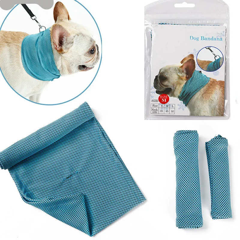 Eiskühlendes Handtuch, Bandana für Haustier, Hund, Katze, Schal, Sommer, atmungsaktiv, kühlendes Handtuch, Wickeltuch, blaue Schleifen, Zubehör im Einzelhandelsbeutel-Set WX9-740