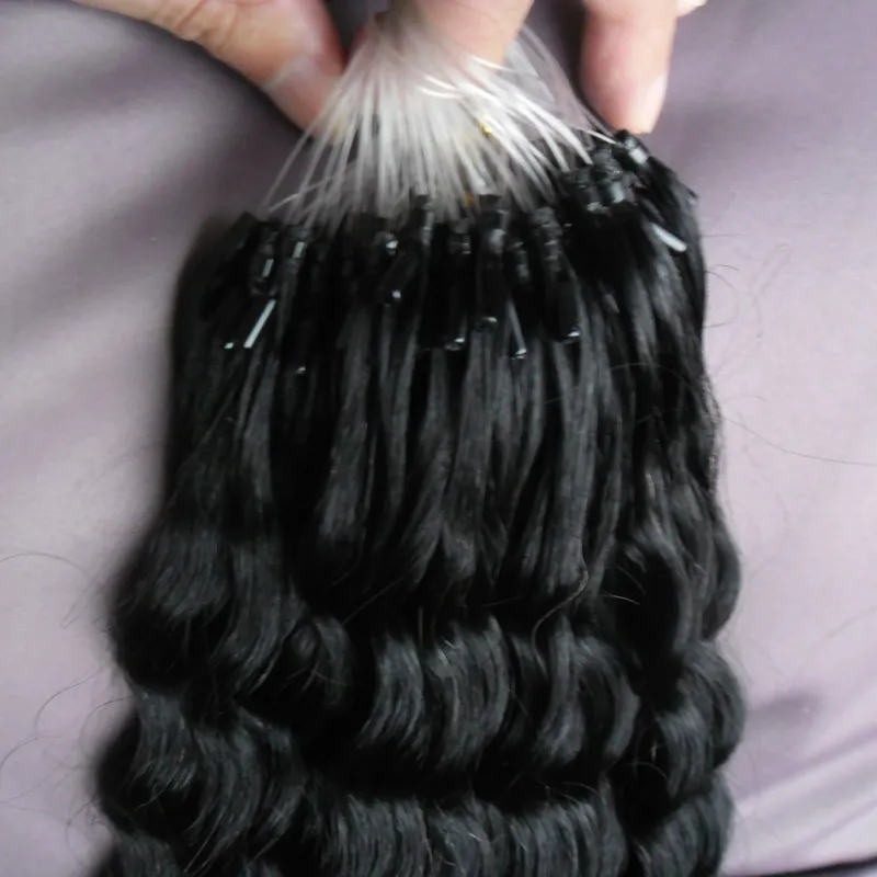 100g Deep Wave Loop Micro Ring Hair 100% Human Micro Bead Links Machine Made Remy Hair Extension