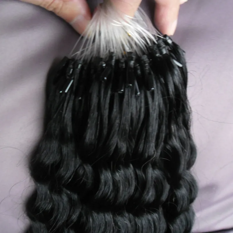 100g Diepe Golf Loop Micro Ring Haar 100 Menselijke Micro Kraal Links Machine Gemaakt Remy Haarverlenging2933190