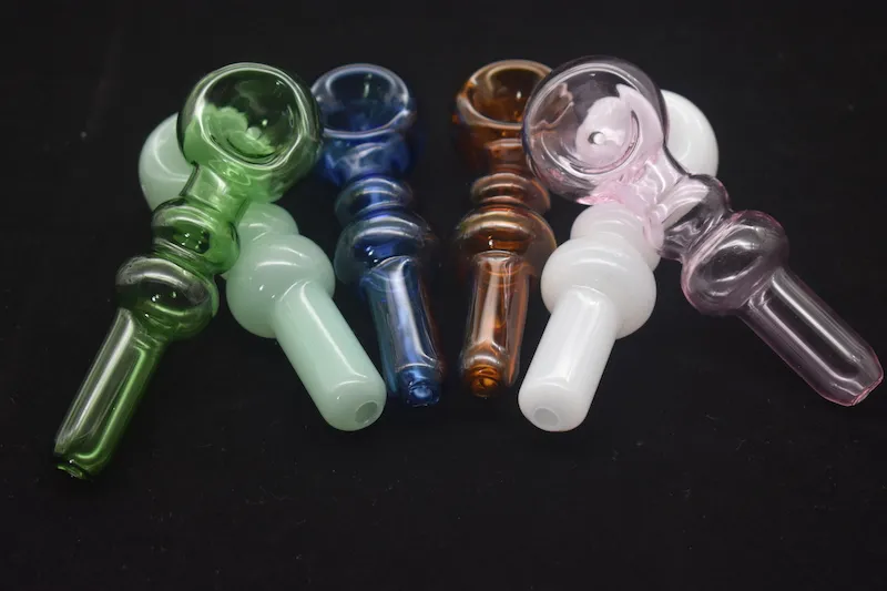 En gros pas cher 12 cm verre coloré gourde pipe à tabac mini pas cher à la main cuillère pipe pour herbe sèche livraison gratuite