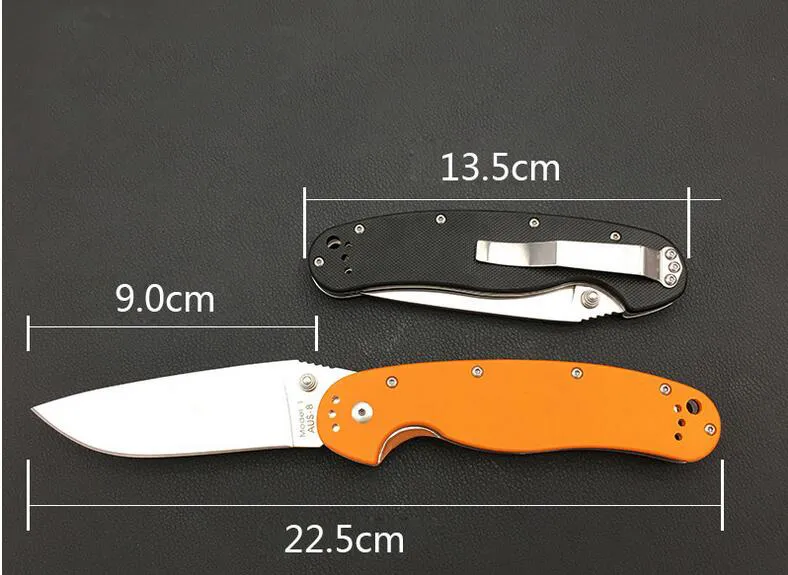 Chegada nova Sobrevivência Faca Dobrável AUS-8 Drop point Cetim Lâmina G10 Handle EDC Bolso Facas de Presente de Natal Ao Ar Livre Ferramentas EDC