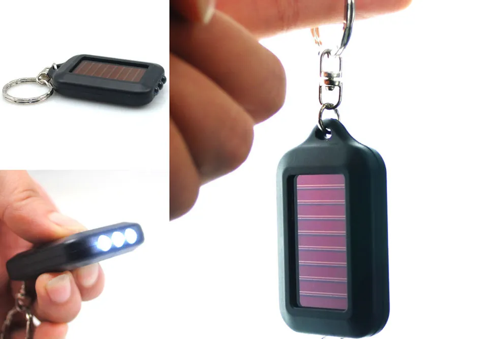 미니 휴대용 HS 솔라 파워 블랙 환경 보호 3LED 라이트 램프 OU 키 체인 토치 플래쉬 라이트 선물