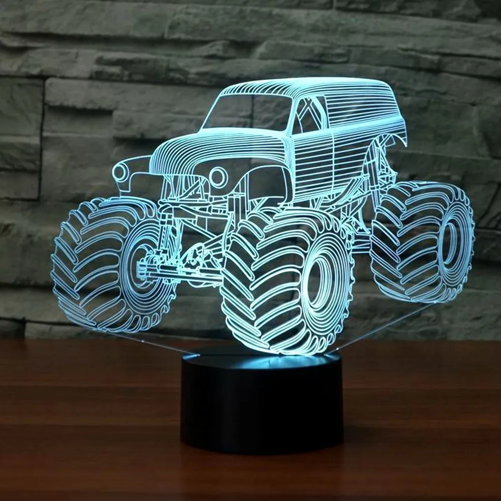 3D Truck Illusion 7 Farbe LED Nachtlicht Tisch Tischlampen Kind Christmas Gift #R42