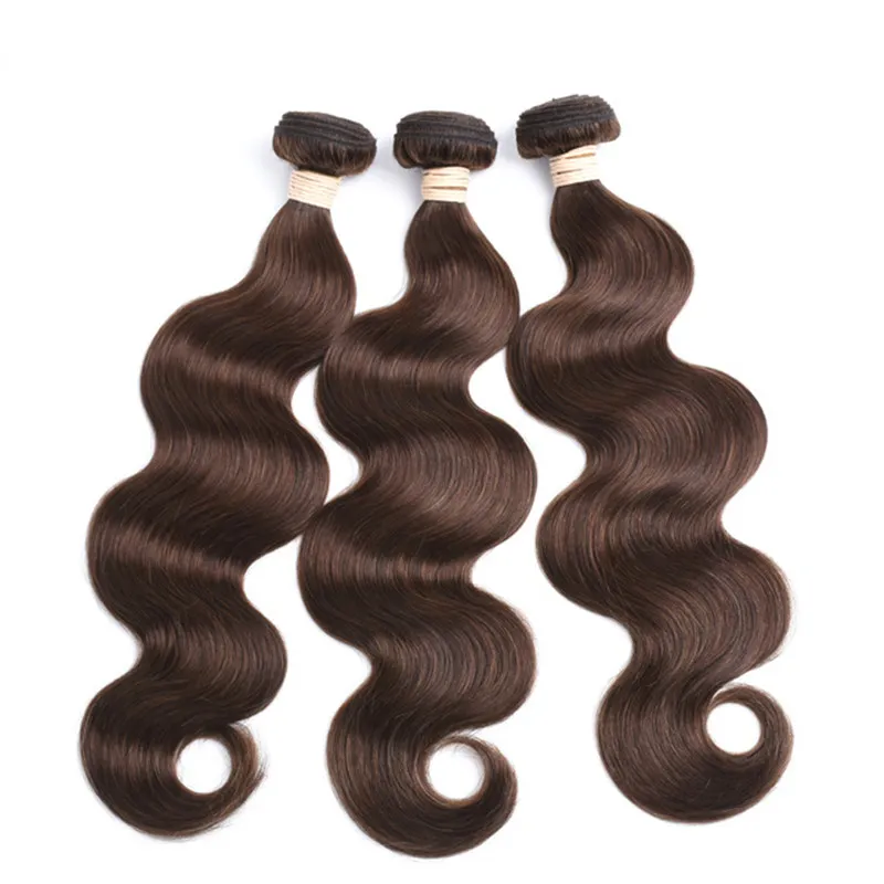 Elibes Ha-Human Hair Body Wave Remy Hair 4 # Light Brona Human Hair Wiązki 10-26 cali 60g / szt 3 pakiety