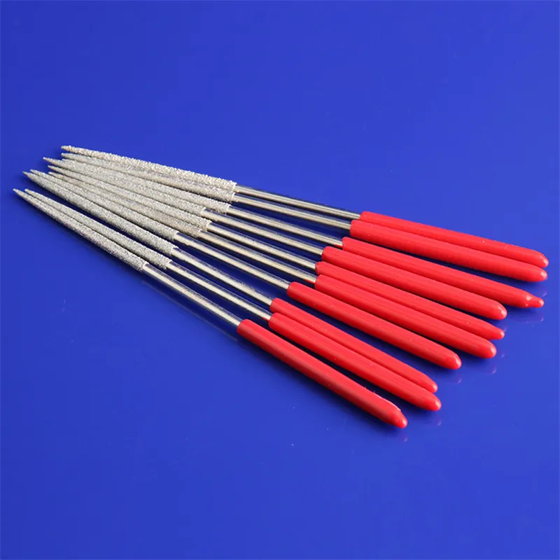 4X160mm electroplate diamond needle files sets for plastic glass jade flat triangular semicircular plate assorted files tool
