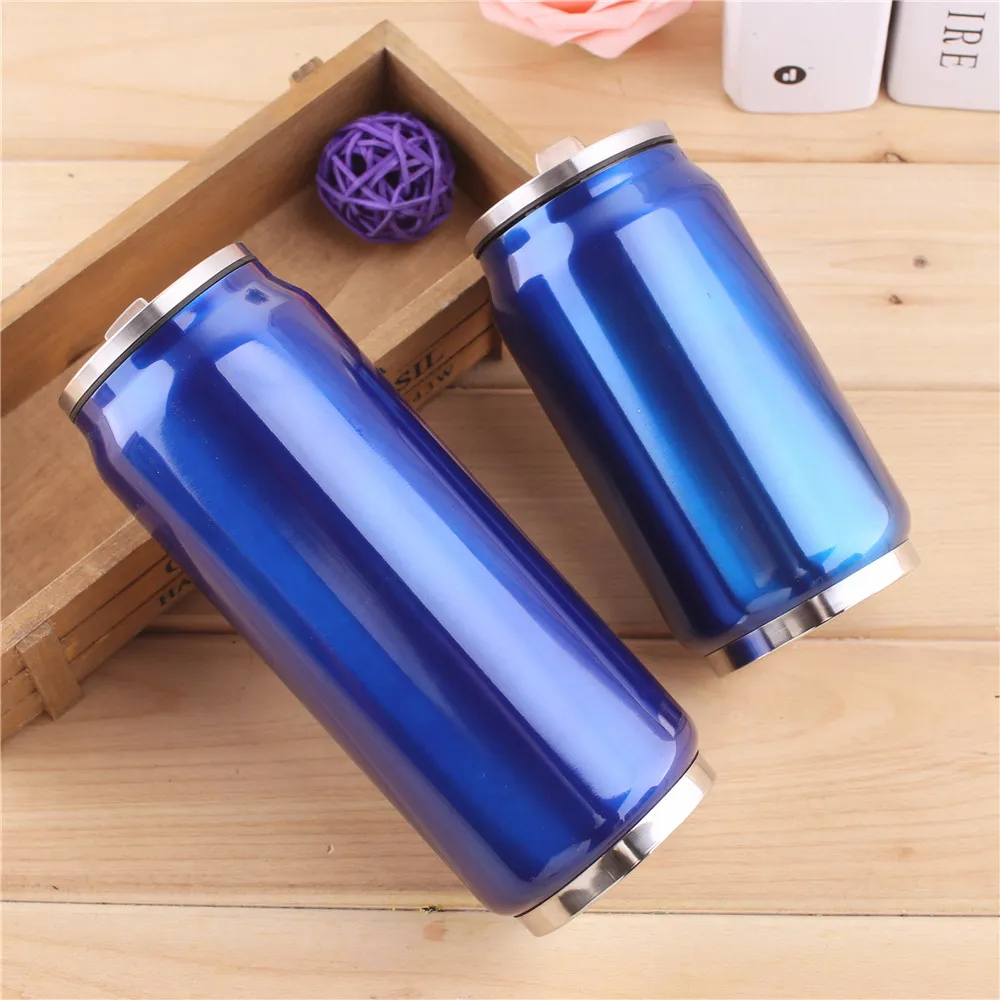 350 ML 500 ML Cola Dose Flasche Wasser Tasse Edelstahl Outdoor Vakuum Isolierte Becher Tasse Sith Stroh Deckel WX9-488