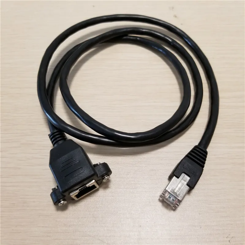 1 قطعة برغي قفل لوحة جبل RJ-45 RJ45 Cat5 ذكر إلى أنثى تمديد كابل شبكة إيثرنت الحبل 1M