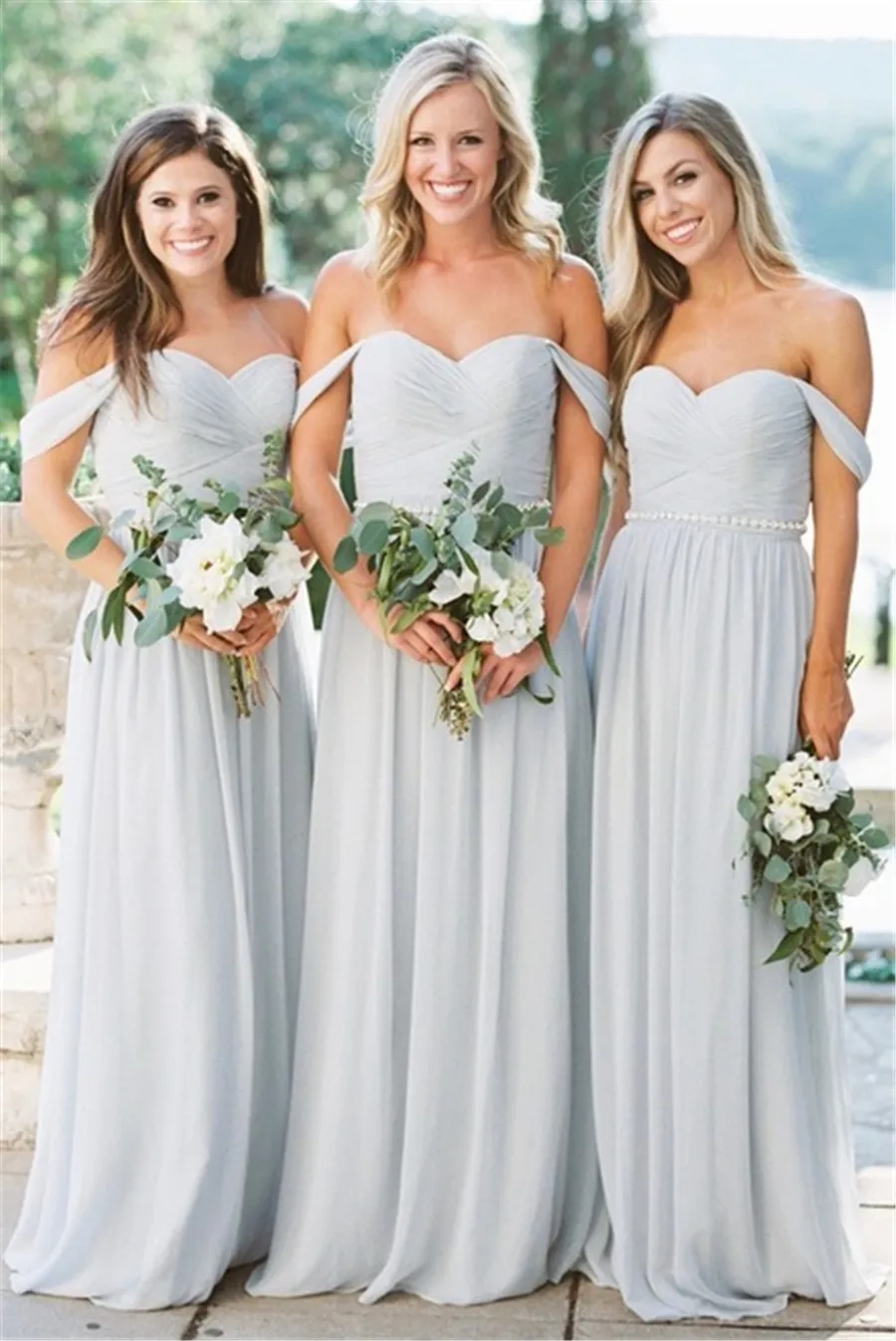 KENNEDY CHIFFON CONVERTIBLE DRESS Cheap Grey Bridesmaid Dresses for Wedding Long Chiffon A-Line Backless Formal Dresses Party Lace Modest