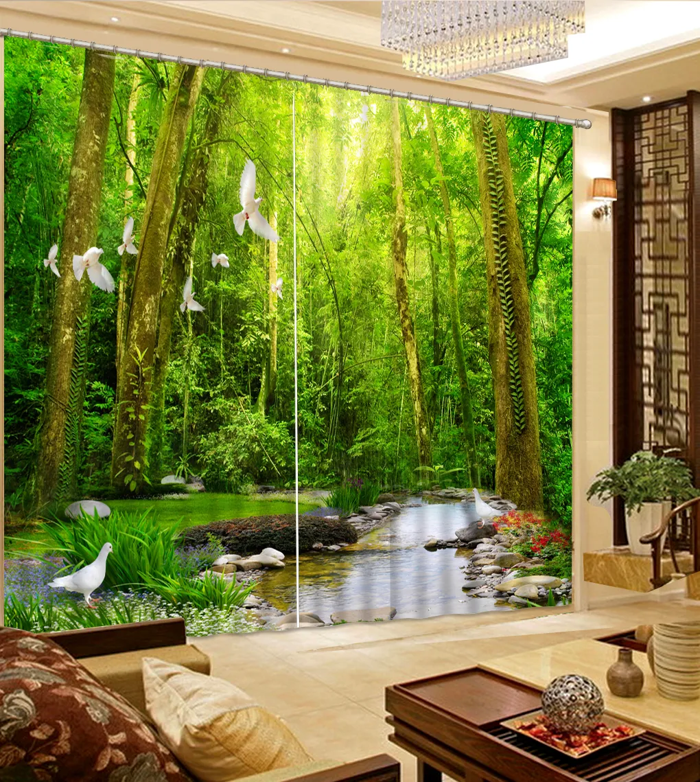 Personalizar Cortinas 3D Bosque Paisaje Foto Ventana Cortina Para Sala De  Estar Decoraciones Para El Hogar Cortinas Opacas De 176,34 € | DHgate