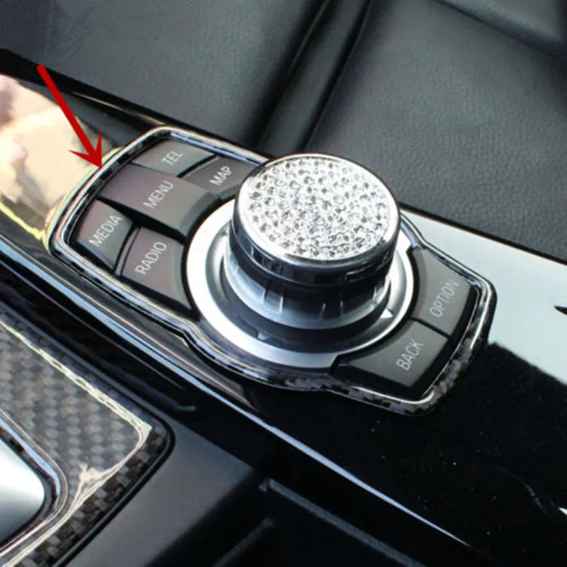 Carbon Fiber Strips For BMW 5 series GT F10 2012-17 Console Multimedia Button Cover Trim Car interior accessories