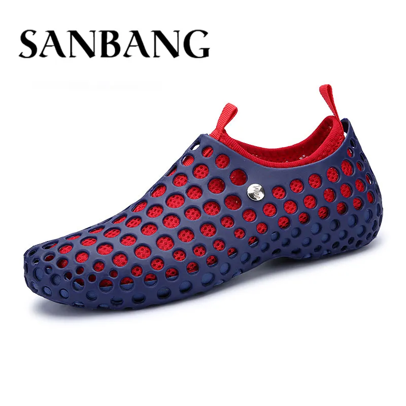 Ny Unisex Sommar Avtagbar Två Pieces Lovers Hollow Sock Skor Män Flat Sandaler Utomhus Vandring Seaside Beach Slippers Ax5