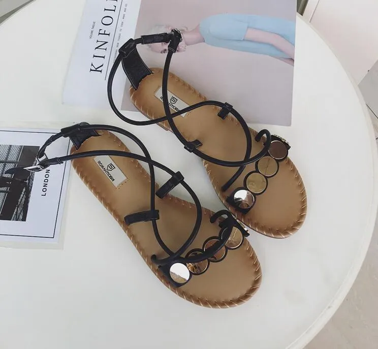 The new Korean version of the cross belt retro students simple fairy Roman sandals 267i