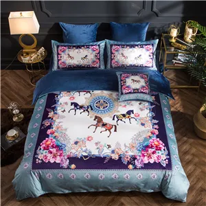 Luxury Designer Skriv ut Sängkläder Comfort Set Fleece Beding Home Textile 5 Piece Set Christmas Family Gift Bedding Set