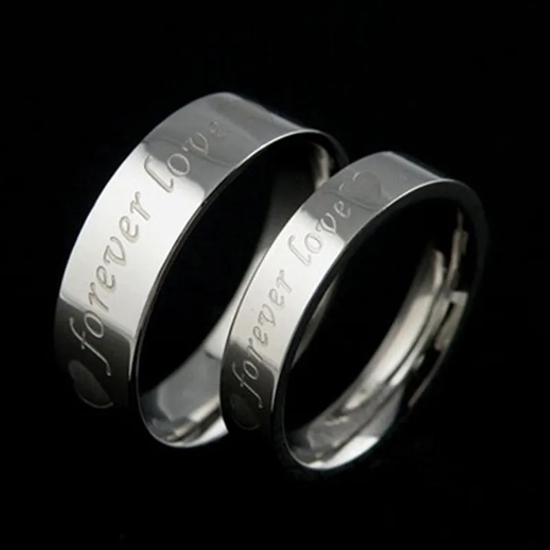 Stainless Steel Heart Band Rings For Men Women Lovers Finger Ring Couple Wedding Party Club Wear