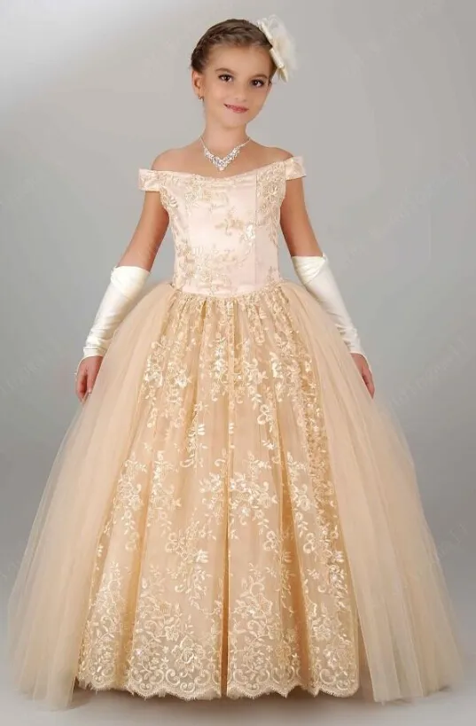 Vestidos de fiesta para niñas adolescentes fuera del hombro apliques de encaje Princesa vestidos de niña Vestidos de fiesta para niñas adolescentes fuera del hombro apliques de encaje Princesa vestidos de niña