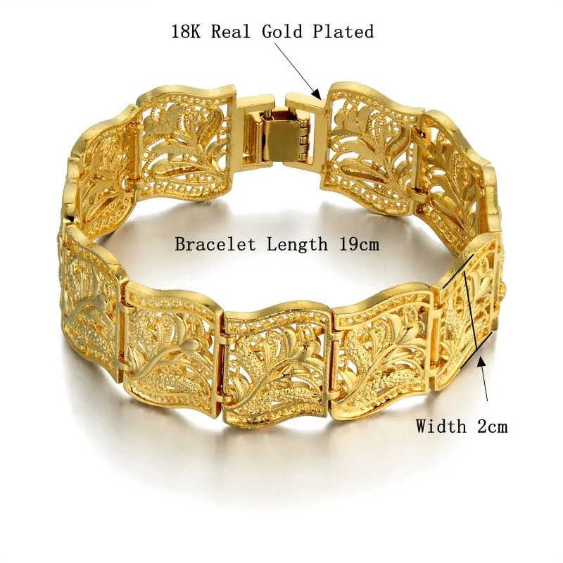 Braslet Femme Bijoux En Gros Braclets Femme 19cm Or Couleur Chunky Fleur Chaîne Lien Bracelet Pour Les Femmes bateau libre