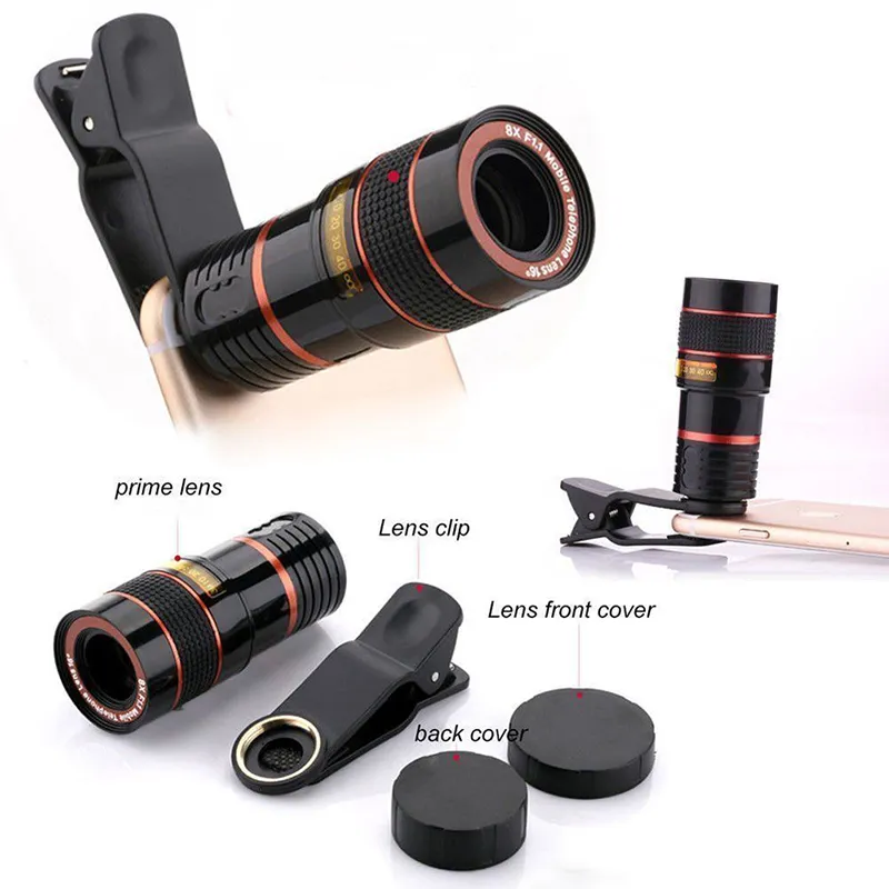 Télescope optique à Zoom 8x pour téléphone Portable, objectif et Clip pour iPhone, Samsung, HTC, Huawei, LG, Sony, Etc3343999