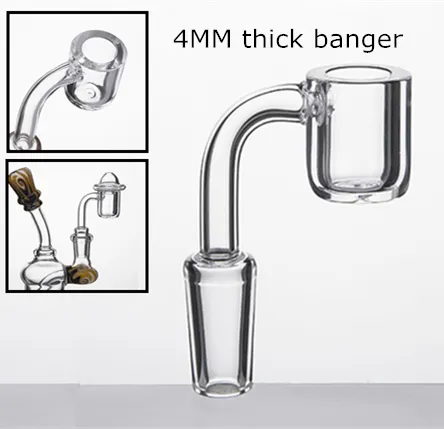 4mm 두꺼운 석영 Banger Domeless 석영 손톱 플랫 탑 석영 Banger 10mm 14mm 18mm 남성 여성 유리 봉