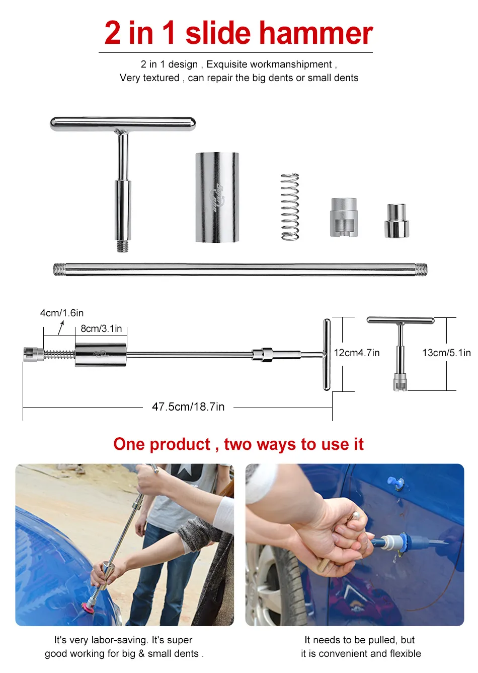 Aste PDR Strumenti gancio Riparazione ammaccature senza vernice Rimozione ammaccatura auto Scheda riflettente Estrattore ammaccature Sollevatore Pistola per colla Tap Down Tool229G