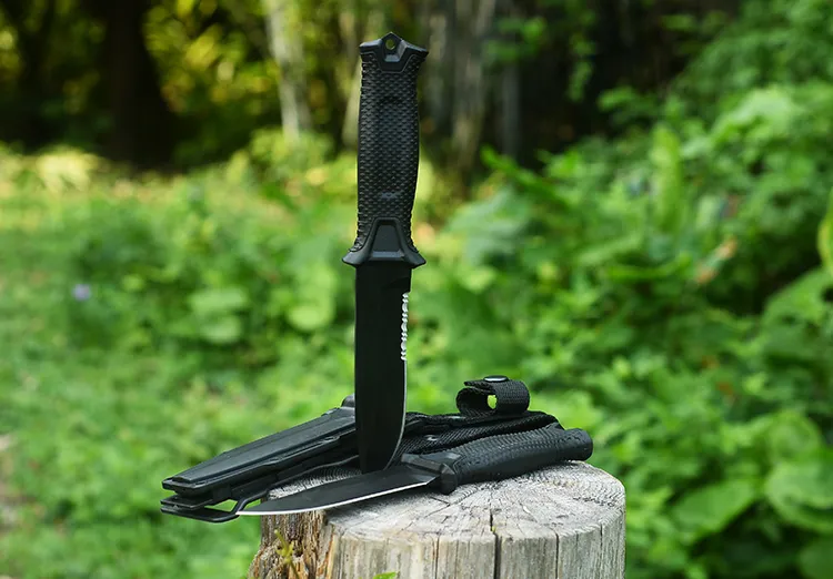 戦術的な狩猟ナイフ7CR17MOVブレードラバーハンドル小さなストレートナイフ固定ブレードナイフ屋外キャンプポケットサバイバルツール