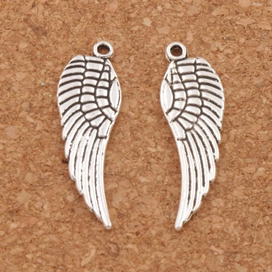 Angel Wing Charm Beads 200pcs/lot 12.4x25mm Antique Silver/bronze Pendants Fashion Jewelry DIY L084