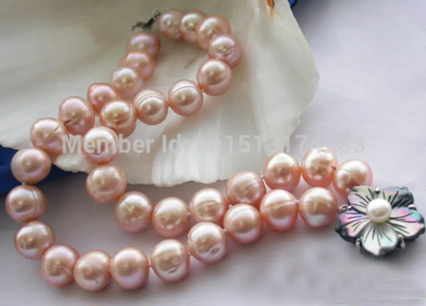 무료 배송 2ROW 12MM PINK ROUND FRESHWATER CULTURED PEARL BRACELET