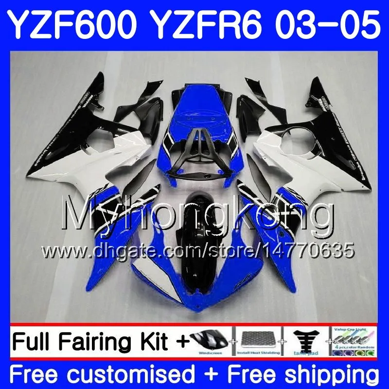 Corpo branco azul da capota para YAMAHA YZF-600 YZF-R6 03 YZF R6 2003 2004 2005 Carroçaria 228HM.26 YZF 600 R 6 YZF600 YZFR6 03 04 05 Kit das carenagens