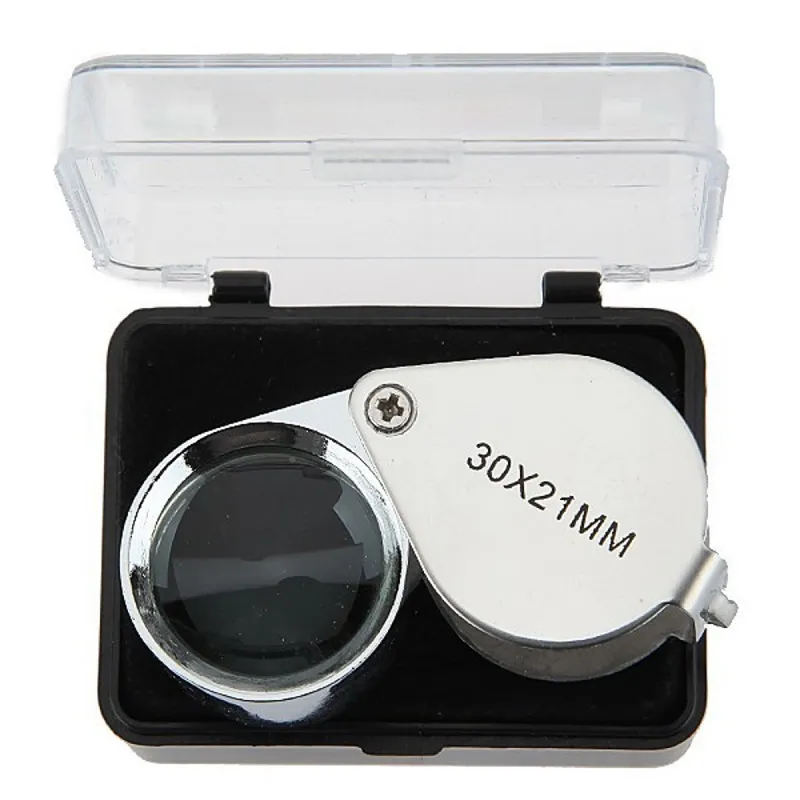 30x21mm Jeweler's Loupe - Portable Folding Magnifier with Metal Frame ...