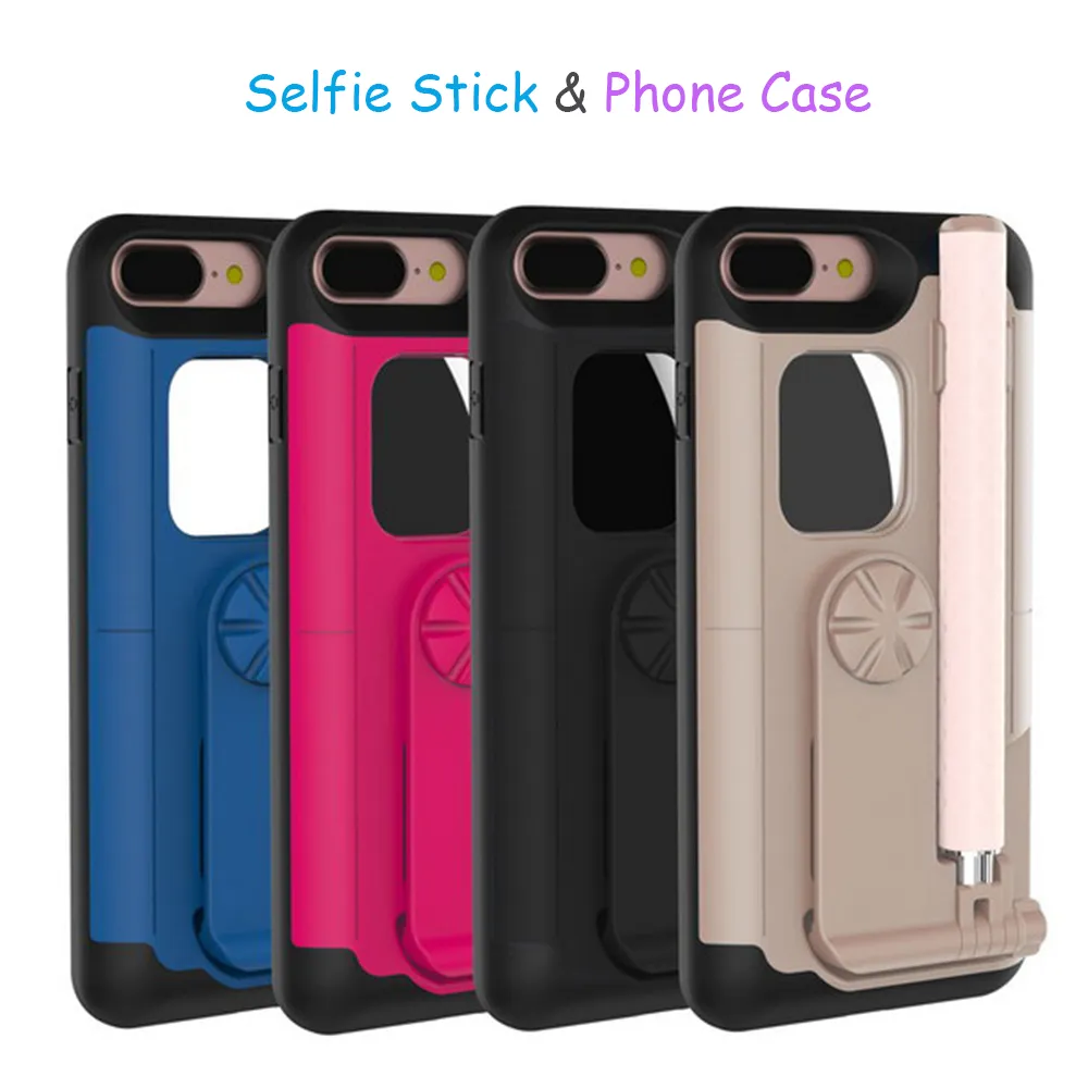 2 In 1 Selfie Stick Phone Case For IPhone 7 Plus 8 Plus Bluetooth