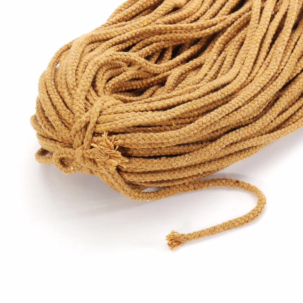 White And Brown Braided Cotton Rope 5mm Twisted Velamentous Cord