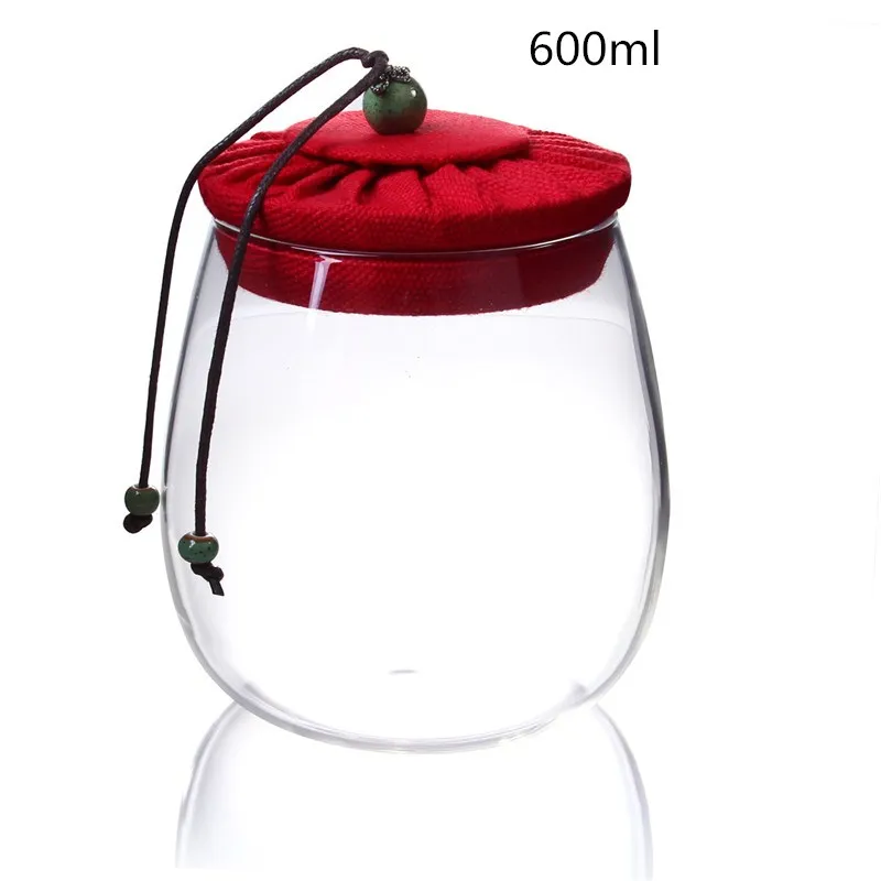 600ml Storage Jar Flower Tea Glass Jar Coffee Bean Kitchen Food Container with Lid for Snacks