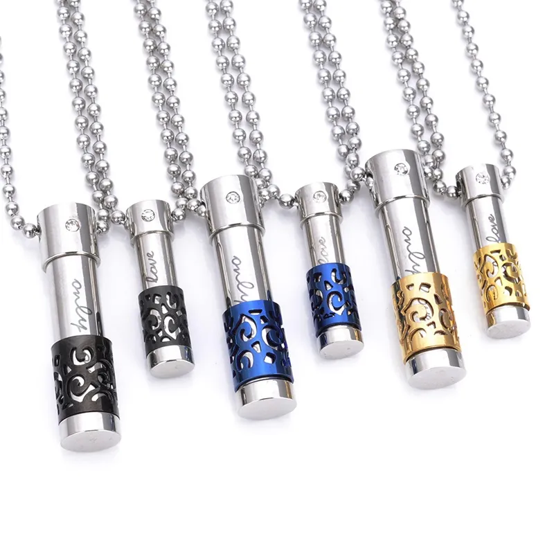 Parfumfles hanger ketting 316L titanium roestvrij staal kan open fles diffusor medaillon vrouwen man mode kettingen sieraden