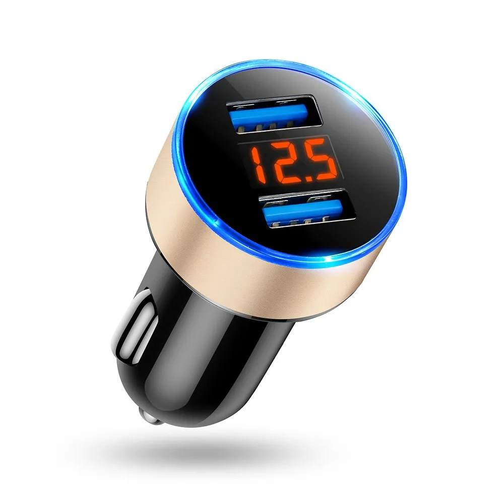 Dual USB-laddare 3.1a Car Cigarette Lighter Universal USB-laddare med bilspänningsdisplay för iPhone6 ​​7 sumsung Xiaomi