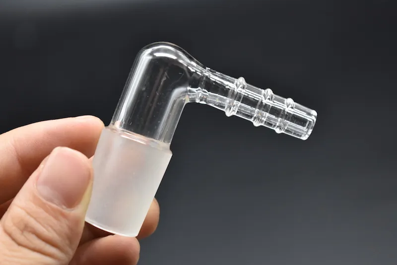 L dicker berauschender 14 mm 18 mm männlich weiblich Glasdampfpeitschenadapter 90 Grad Extreme Q V-Tower-Verdampferglas-Winkeladapter für Wasserbongs