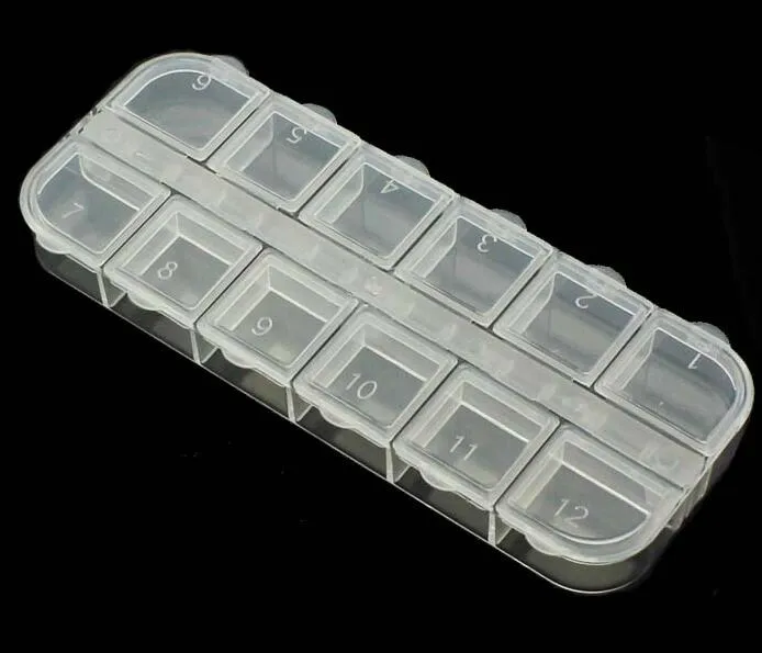 Nail Art 12 Empty Compartment Plastic Storage Box Earring Jewelry Bin Case Container Sewing boxes