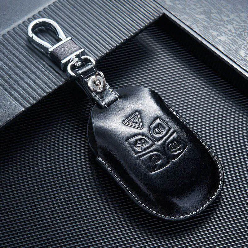 Leather Car Key Fob Cover For Jaguar XJ 2009 2010 2011 2012 XJL