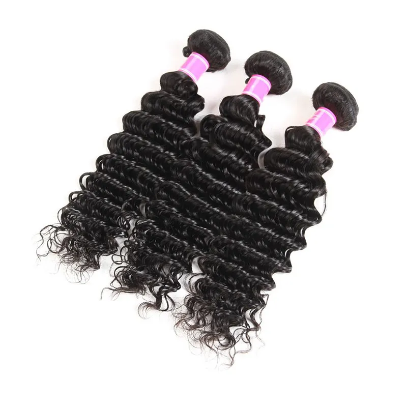 Braziliaanse Diepe Wave Virgin Hair 13x4 Kant Frontaal met Bundels 100% onbewerkt Braziliaans Menselijk Haar Weave Extensions Deals Natural Color