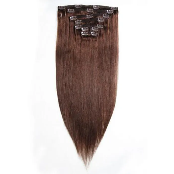 Clip in Human Hair Extensions Machine Made Remy Hair 100g Machine Made Remy Clip in Extension 7 stks Set Braziliaans recht Maagdelijk haar