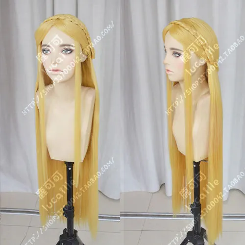 La Légende de Zelda Princesse Zelda 100cm Longue Tresse Blonde Cosplay Perruque de Cheveux